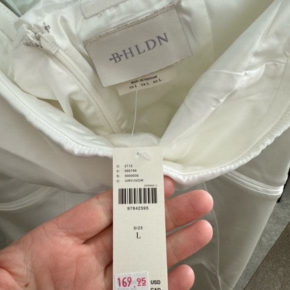 NWT BHLDN Clean Strapless Organza Foldover Detail Mini Dress - Picture 4 of 6